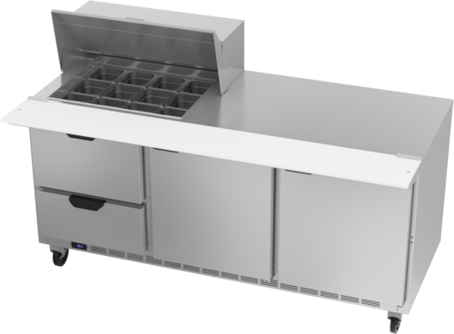 Beverage-Air SPED72HC-12M-2 72" 2 Doors 12 Pan Mega Top Sandwich / Salad Prep Table