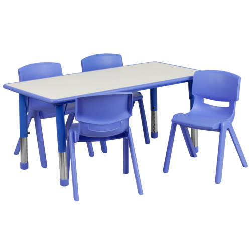 Flash Furniture YU-YCY-060-0034-RECT-TBL-BLUE-GG 23 5/8" Dining Set