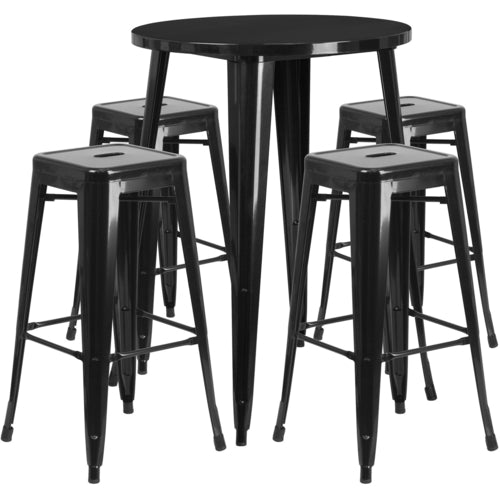 Flash Furniture CH-51090BH-4-30SQST-BK-GG Patio Dining Set