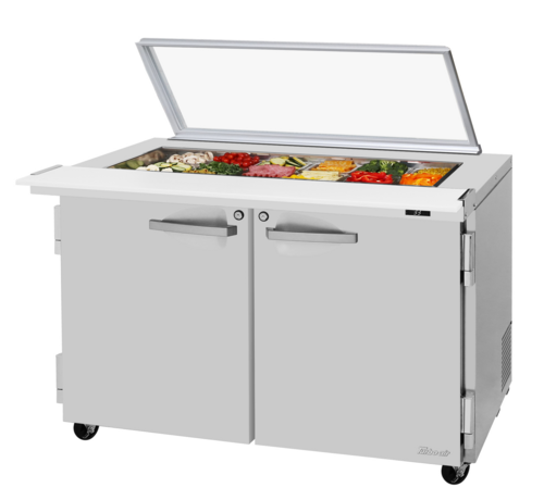 Turbo Air PST-48-18-N-GL 48 1/4" 2 Doors 18 Pan Mega Top Sandwich / Salad Prep Table