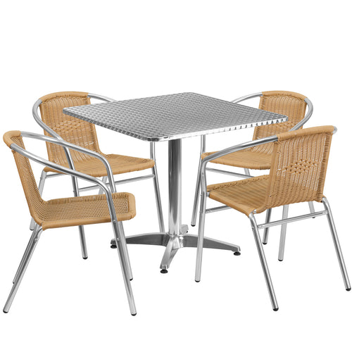 Flash Furniture TLH-ALUM-32SQ-020BGECHR4-GG Patio Dining Set