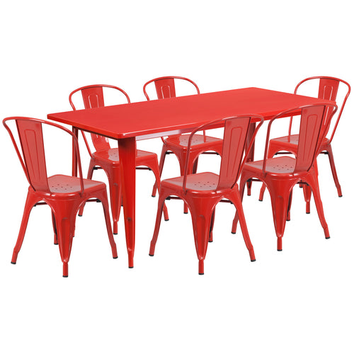 Flash Furniture ET-CT005-6-30-RED-GG Patio Dining Set