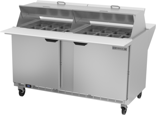 Beverage-Air SPE60HC-24M-DS 60" 2 Doors 24 Pan Mega Top Sandwich / Salad Prep Table