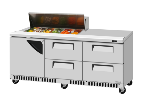 Turbo Air TST-72SD-12S-D4R(L)-FB-N(-LW) 72 5/8" 1 Door 12 Pan Sandwich / Salad Prep Table