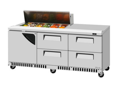 Turbo Air TST-72SD-12S-D4R(L)-FB-N(-LW) 72 5/8" 1 Door 12 Pan Sandwich / Salad Prep Table