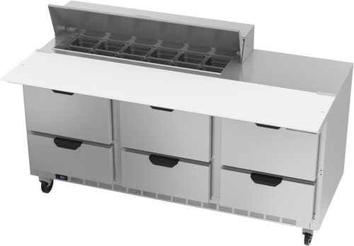 Beverage-Air SPED72HC-12C-6 72" 6 Drawer 12 Pan Sandwich / Salad Prep Table