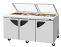 Turbo Air TST-72SD-N-GL 72 5/8" 3 Doors 19 Pan Sandwich / Salad Prep Table