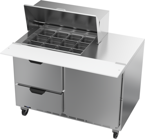 Beverage-Air SPED48HC-12M-2 48" 1 Door 12 Pan Mega Top Sandwich / Salad Prep Table