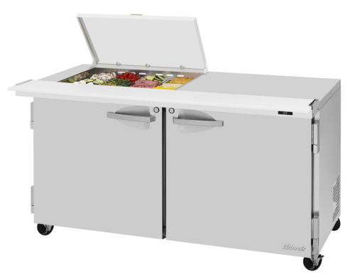 Turbo Air PST-60-12M-N-FCL 60 1/4" 2 Doors 12 Pan Mega Top Sandwich / Salad Prep Table
