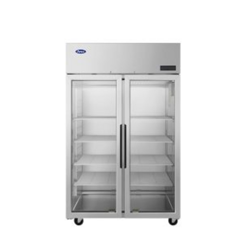 Atosa PLUS-R2-GS-S-PT 53" 2 Section Glass Door Pass-Thru Refrigerator