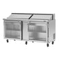 Turbo Air PST-72-G-N 72 5/8" 2 Doors 19 Pan Sandwich / Salad Prep Table