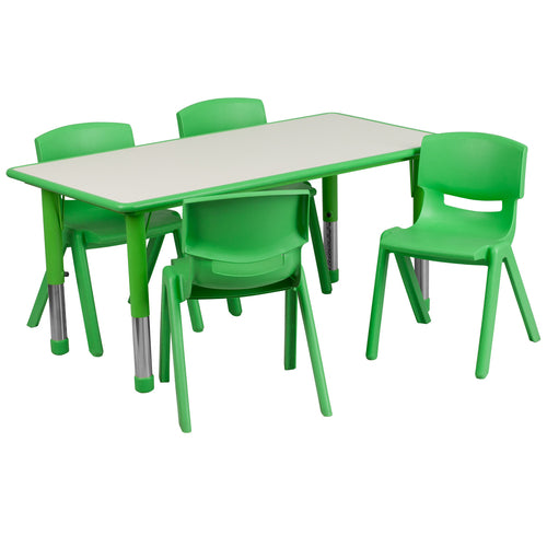 Flash Furniture YU-YCY-060-0034-RECT-TBL-GREEN-GG Dining Set