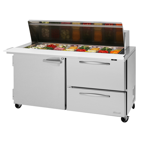 Turbo Air PST-60-24-D2R(L)-N 60 1/4" 1 Door 24 Pan Mega Top Sandwich / Salad Prep Table