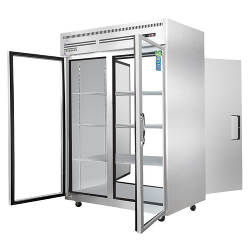 Everest ESPT-2G-2S 49 5/8" 2 Section Solid & Glass Door Pass-Thru Refrigerator