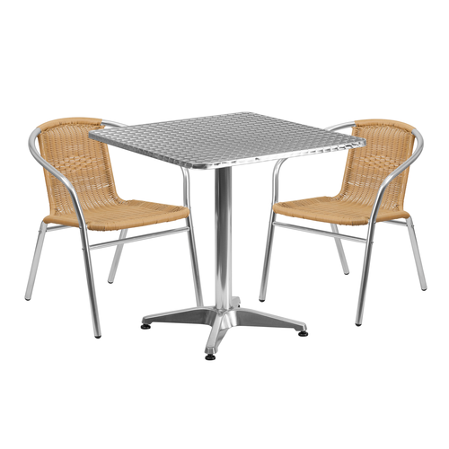 Flash Furniture TLH-ALUM-28SQ-020BGECHR2-GG Patio Dining Set