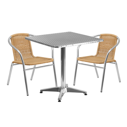 Flash Furniture TLH-ALUM-28SQ-020BGECHR2-GG Patio Dining Set