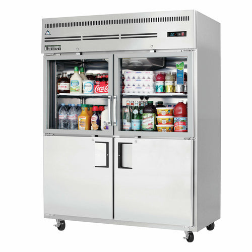 Everest EGSWH4 59" 2 Section Solid & Glass Door Reach-In Refrigerator