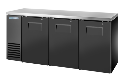 True TBB24-72-3S-Z1-SFT-B-1 72 1/8" Solid Door Back Bar Cooler