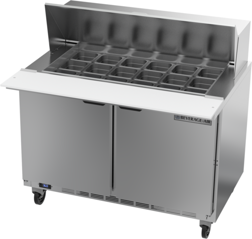 Beverage-Air SPE48HC-18M 48" 2 Doors 18 Pan Mega Top Sandwich / Salad Prep Table