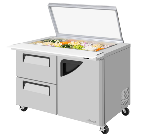 Turbo Air TST-48SD-18-D2R-N-GL 48 1/4" 1 Door 18 Pan Mega Top Sandwich / Salad Prep Table