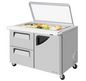 Turbo Air TST-48SD-18-D2R-N-GL 48 1/4" 1 Door 18 Pan Mega Top Sandwich / Salad Prep Table
