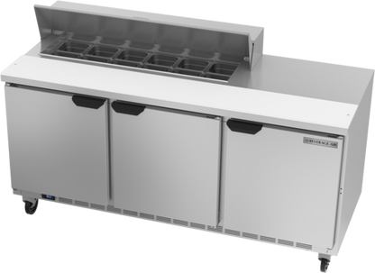 Beverage-Air SPE72HC-12 72" 3 Doors 12 Pan Sandwich / Salad Prep Table
