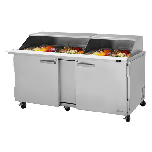 Turbo Air PST-72-30-N-SL 72 5/8" 2 Doors 30 Pan Mega Top Sandwich / Salad Prep Table