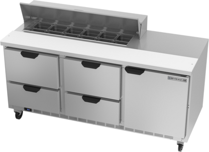 Beverage-Air SPED72HC-12-4 72" 1 Door 12 Pan Sandwich / Salad Prep Table