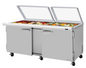 Turbo Air PST-72-30-N-GL 72 5/8" 2 Doors 30 Pan Mega Top Sandwich / Salad Prep Table