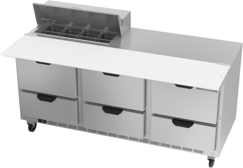 Beverage-Air SPED72HC-08C-6 72" 6 Drawer 9 Pan Sandwich / Salad Prep Table