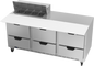 Beverage-Air SPED72HC-08C-6 72" 6 Drawer 9 Pan Sandwich / Salad Prep Table