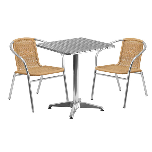 Flash Furniture TLH-ALUM-24SQ-020BGECHR2-GG Patio Dining Set