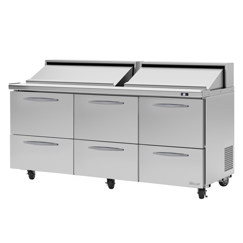 Turbo Air PST-72-D6-N 72 5/8" 6 Drawer 19 Pan Sandwich / Salad Prep Table