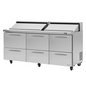 Turbo Air PST-72-D6-N 72 5/8" 6 Drawer 19 Pan Sandwich / Salad Prep Table
