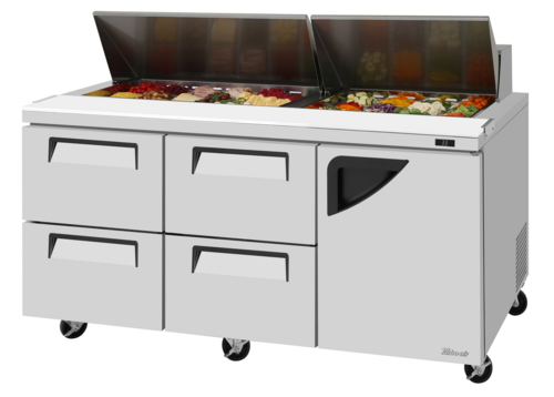 Turbo Air TST-72SD-D4R-N 72 5/8" 4 Drawer 19 Pan Sandwich / Salad Prep Table