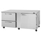 Turbo Air PUR-72-D2R(L)-N 72 5/8" Solid Door Undercounter Refrigerator