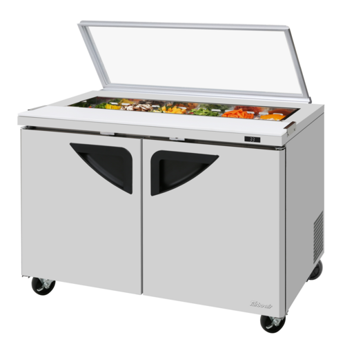 Turbo Air TST-48SD-N-GL 48 1/4" 2 Doors 12 Pan Sandwich / Salad Prep Table