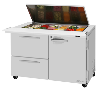 Turbo Air PST-48-18-D2R(L)-N-FL 48 1/4" 1 Door 18 Pan Mega Top Sandwich / Salad Prep Table