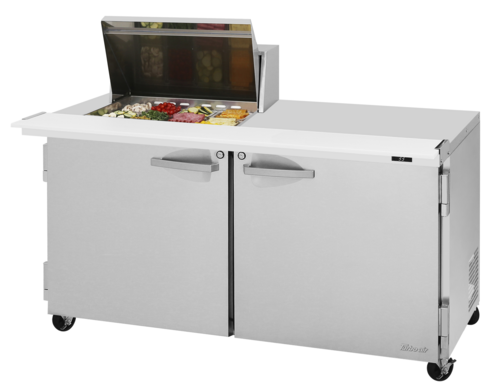 Turbo Air PST-60-12M-N(-LW) 60 1/4" 2 Doors 12 Pan Mega Top Sandwich / Salad Prep Table