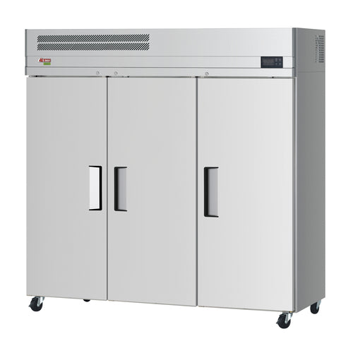 Turbo Air ER72-3-N-V 77 3/4" 3 Section Solid Door Reach-In Refrigerator