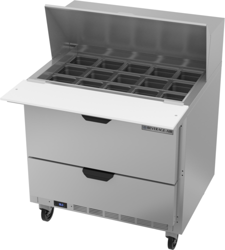 Beverage-Air SPED36HC-15M-2 36" 2 Drawer 15 Pan Mega Top Sandwich / Salad Prep Table