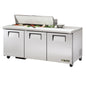 True TSSU-72-12-HC 72 3/8" 3 Doors 12 Pan Sandwich / Salad Prep Table
