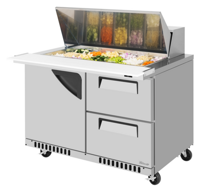 Turbo Air TST-48SD-18-D2R(L)-FB-N 48 1/4" 1 Door 18 Pan Mega Top Sandwich / Salad Prep Table