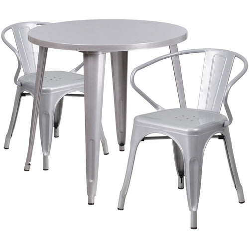 Flash Furniture CH-51090TH-2-18ARM-SIL-GG Patio Dining Set