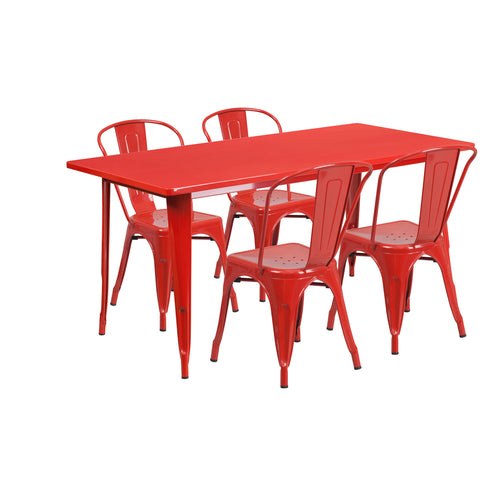 Flash Furniture ET-CT005-4-30-RED-GG Patio Dining Set