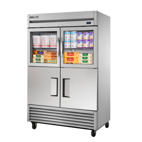 True TS-49-2-G-2-HC~FGD01 54 1/8" 2 Section Solid & Glass Door Reach-In Refrigerator
