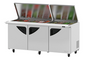 Turbo Air TST-72SD-30-N-FL 72 5/8" 3 Doors 30 Pan Mega Top Sandwich / Salad Prep Table