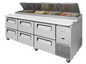 Turbo Air TPR-93SD-D6-N 93 1/8" 6 Drawer Pizza Prep Table