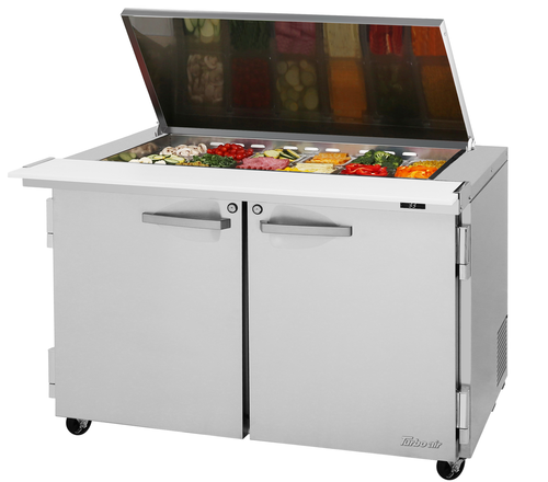 Turbo Air PST-48-18-N-FL 48 1/4" 2 Doors 18 Pan Mega Top Sandwich / Salad Prep Table