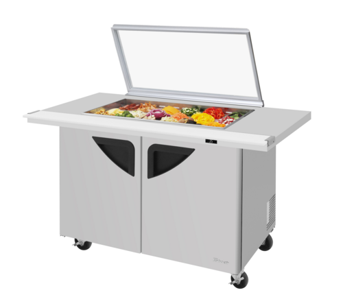 Turbo Air TST-48SD-18-E-N-GL 72 5/8" 2 Doors 18 Pan Mega Top Sandwich / Salad Prep Table